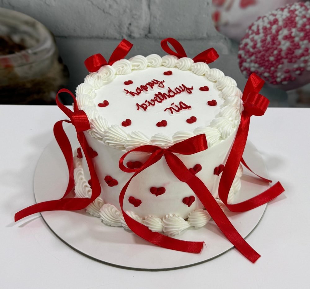Romantic Red Ribbon Cake – The Cake Lab
