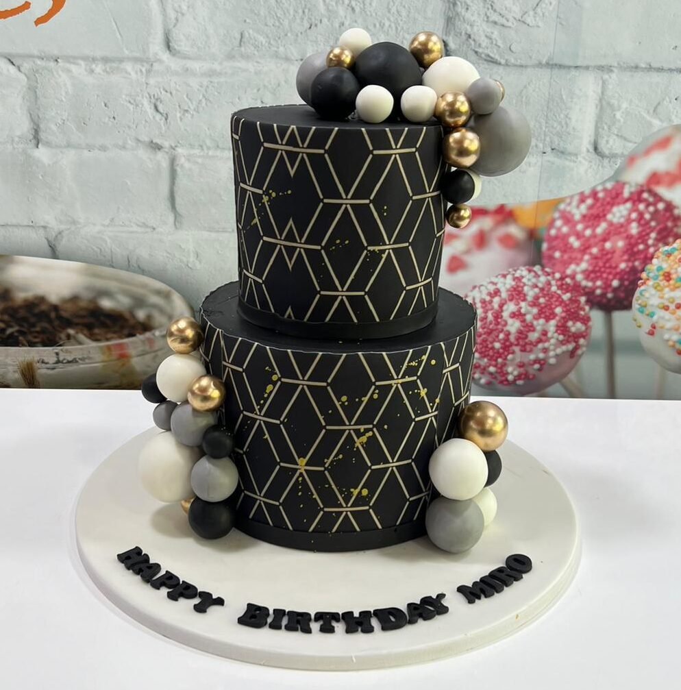 Modern Midnight Geometric cake