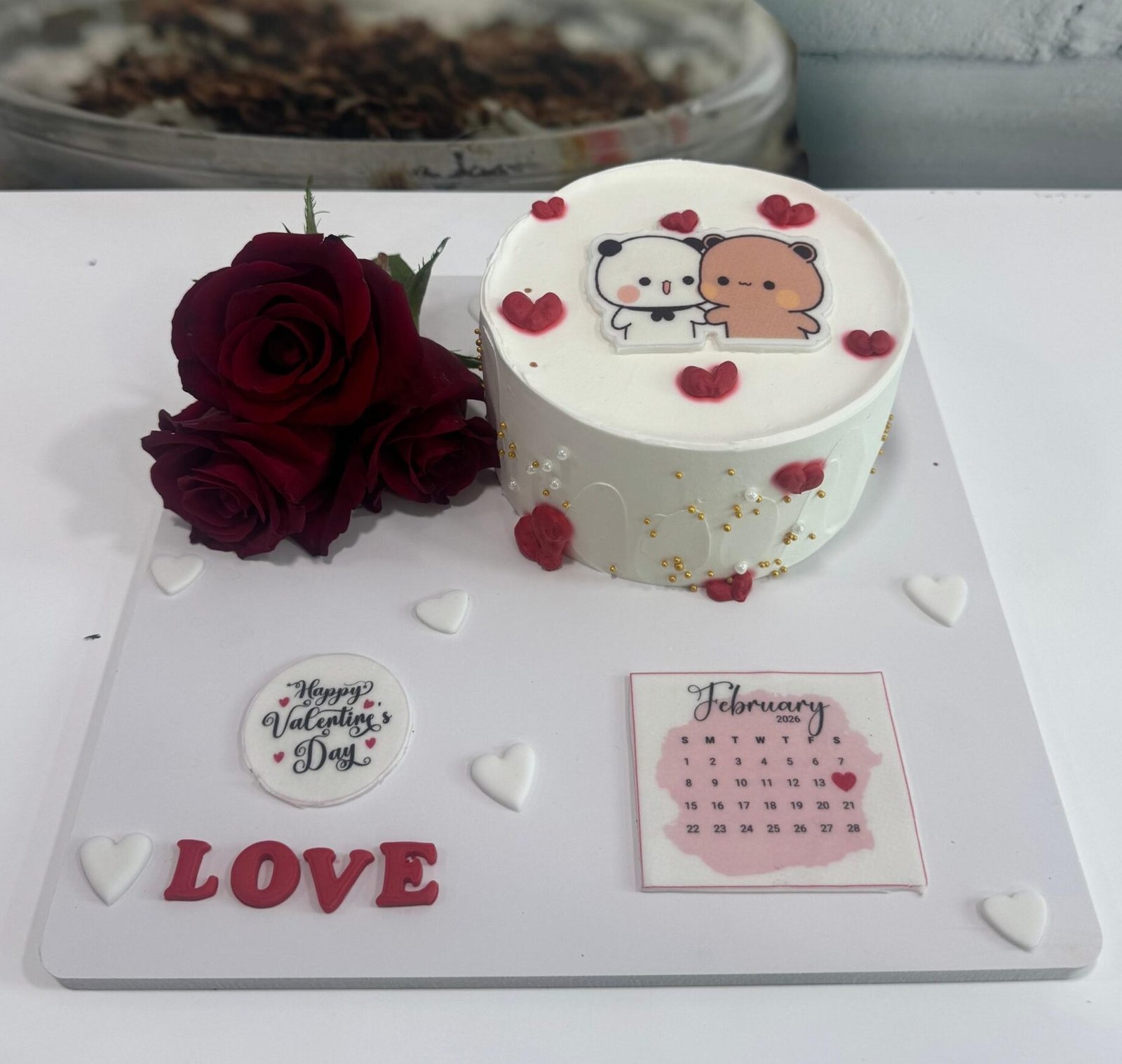 Valentine Day Cake with Roses