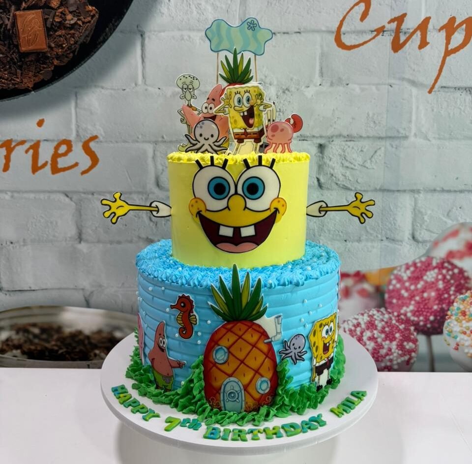 2 tier spongebob cake