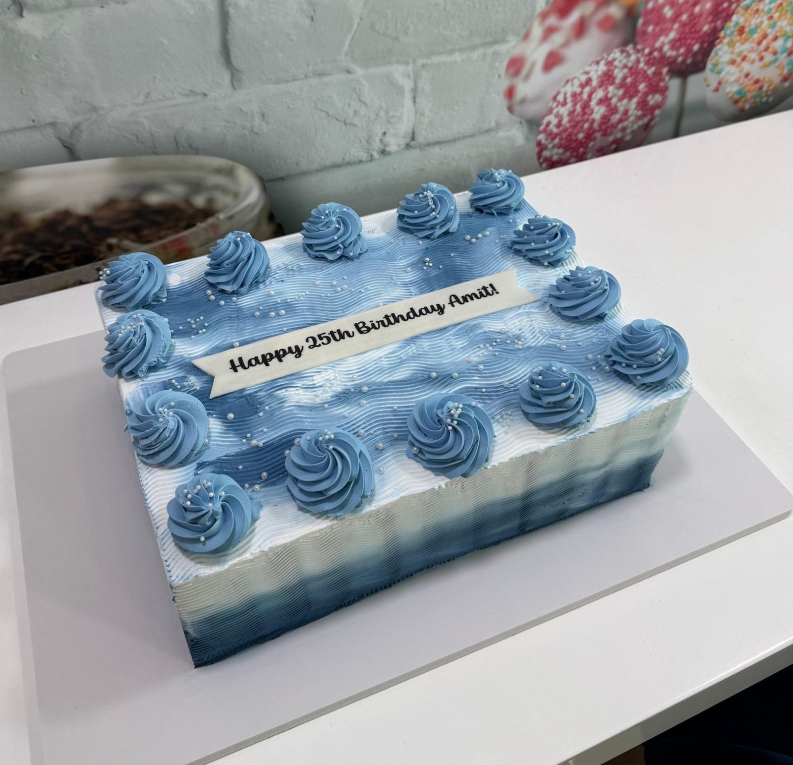 blue corporate theme cake