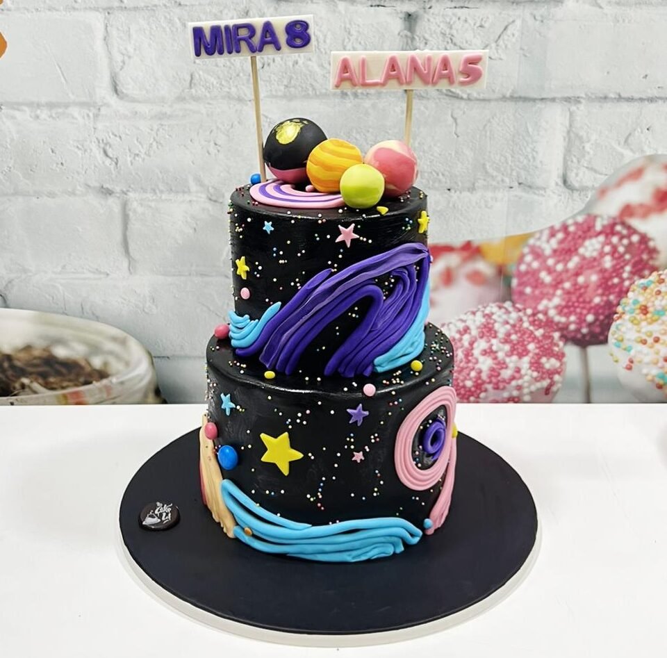 Galaxy & Planets Two-Tier Cake